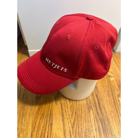 NetJets Red Mesh Baseball Cap Adjustable Strapback Unisex - Picture 2 of 5